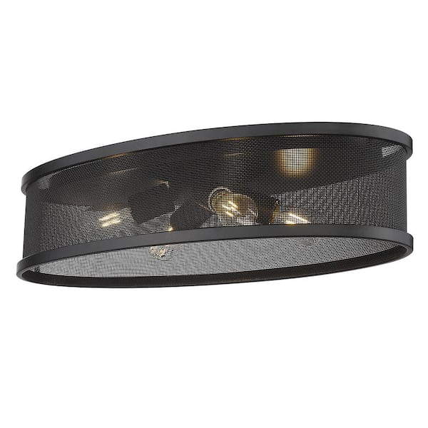 Golden Lighting Channing 24 in. 4-Light Matte Black Flush Mount