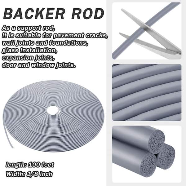 Cordon De Calfeutrage En Mousse (Backer Rod) 3/8 De Pouce X 33 Pieds - Gris - Pour Joints