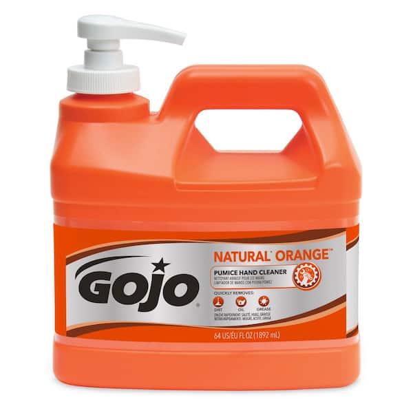 GoJo NATURAL ORANGE Pumice Hand Cleaner, 1/2 Gallon Quick Acting Lotion Hand Cleaner with Pumice Pump Bottle
