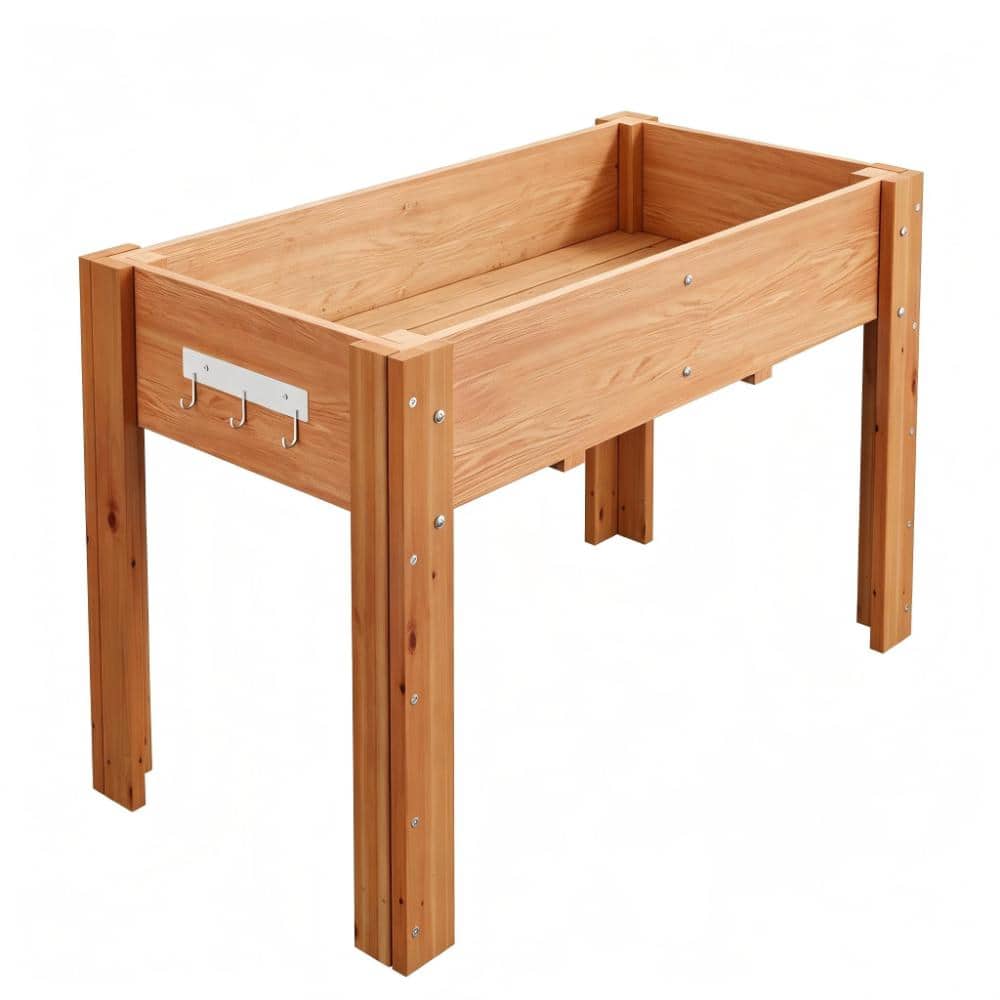 Ergonomic Wooden Raised Garden Bed with Legs & Hooks Outdoor Planter Box, Sturdy Fir Wood,119x76x57cm Oak 1pk price history on PriceWatchPro