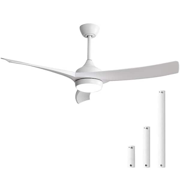 Avex 52 in. White Standard Downrod Mount Ceiling Fan with Remote Control and Dimmable LED Light