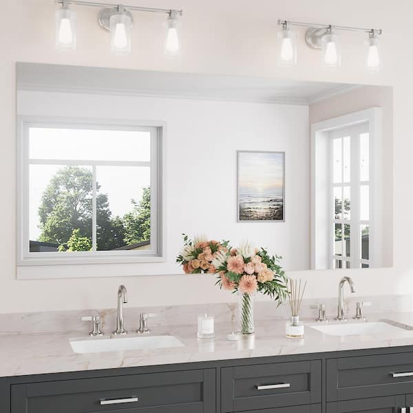 72 in. W x 36 in. H Rectangular Bathroom Mirrors Frameless Wall Mount Bathroom Vanity Mirror