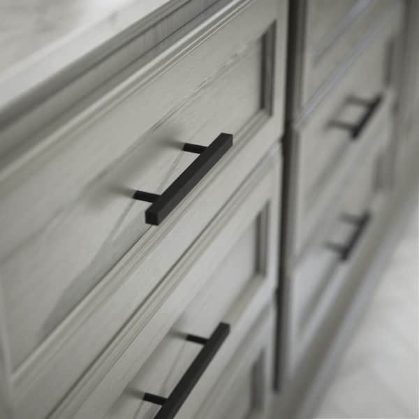 Square 3-3/4 in. (96 mm) Modern Matte Black Cabinet Drawer Bar Pull