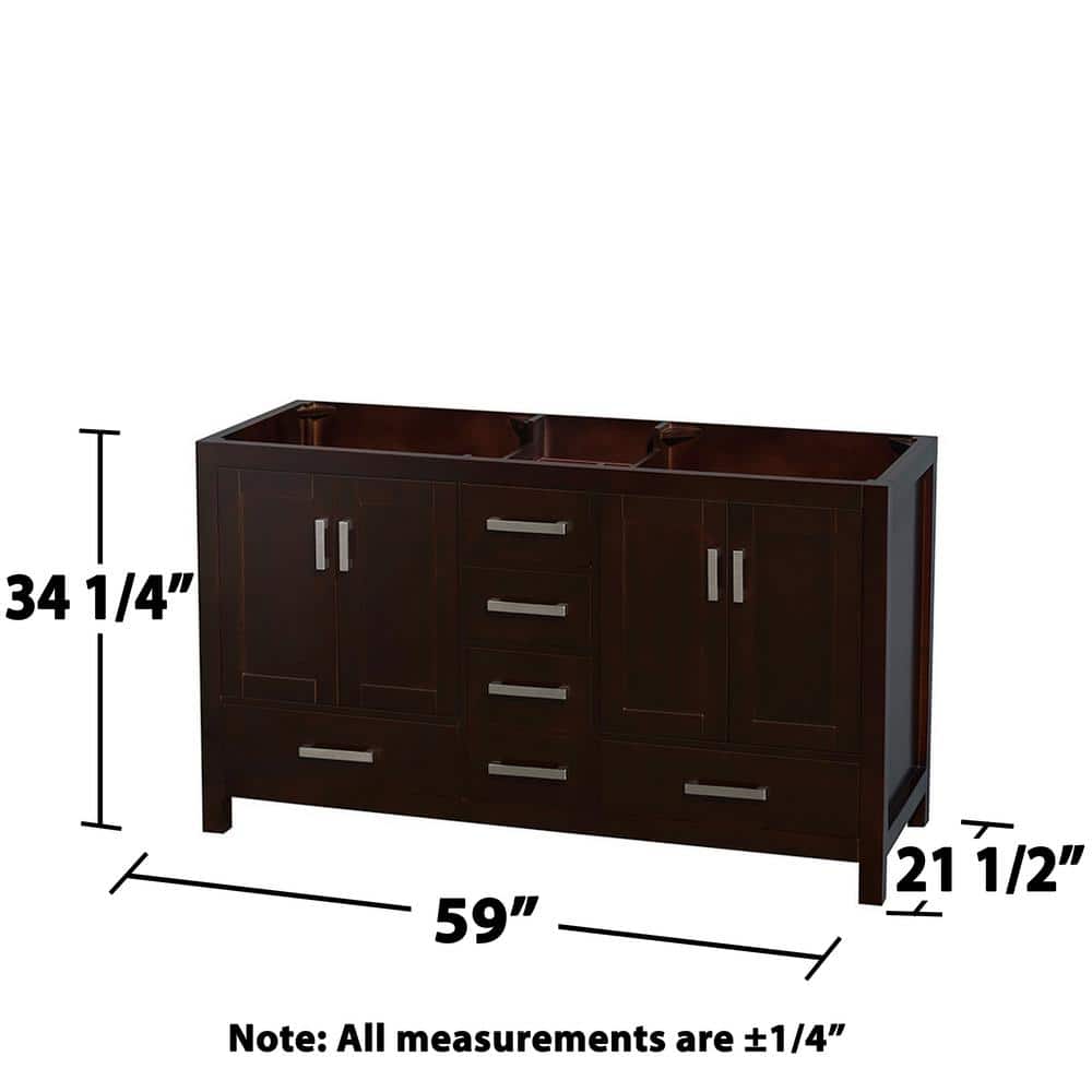 Espresso Double Freestanding Vanity with Natural Stone Countertop
