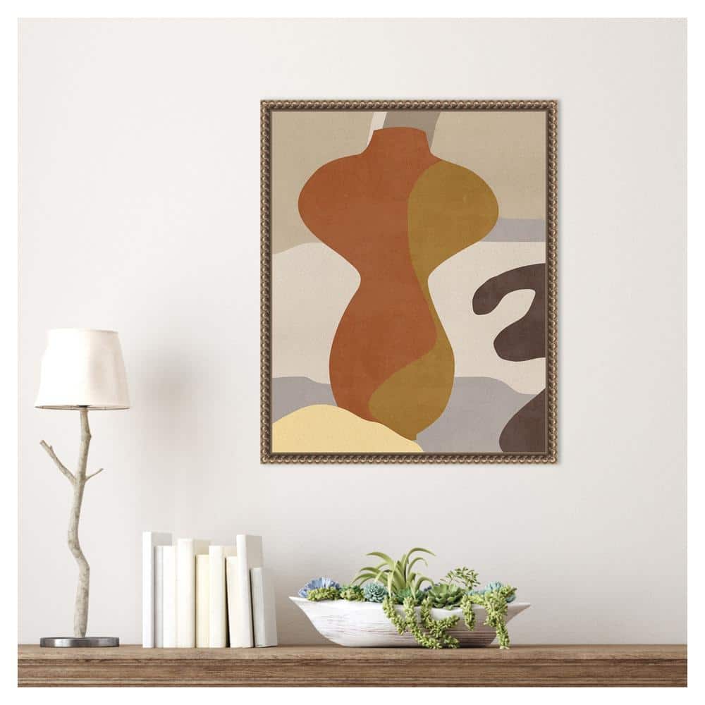 Cubist Vase IV Abstract Canvas Print with Bronze Frame
