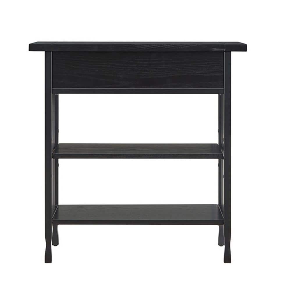 Adjustable Black Wash Wood and Steel 30" Foyer Bookcase