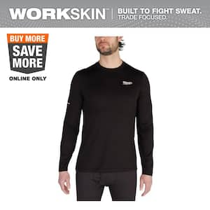 Men's Small Black Workskin Thermal Underwear Crew Neck Base Layer