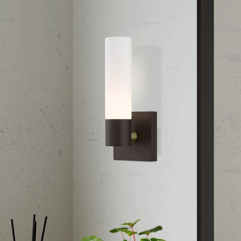 Aero Cylinder Sconce in Antique Brass and Bronze Finish