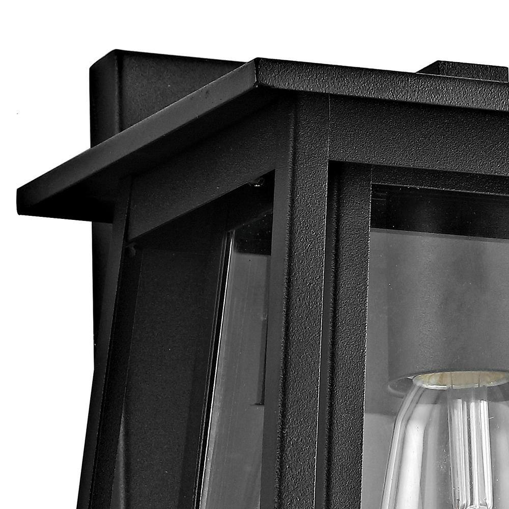 Modern Black Iron Outdoor Wall Lantern - Direct Wired