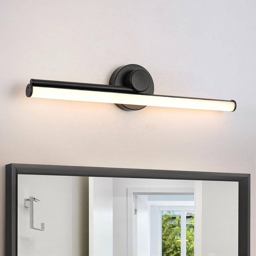 Mauree 23.82 in. 1-Light Modern Black Linear Integrated LED Vanity Light price history on PriceWatchPro