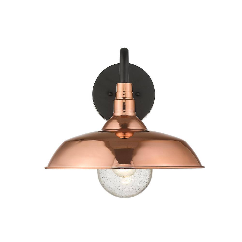 Burry 14" Copper Dimmable Wall Sconce with Seedy Glass