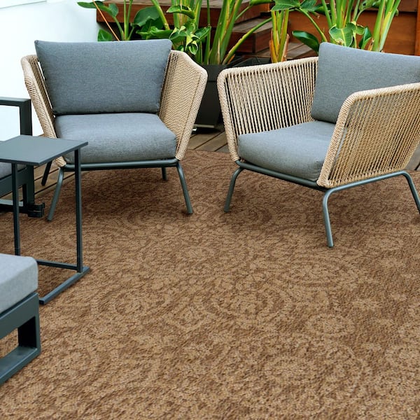 Brown/Beige Medallion 6 ft. x 9 ft. Indoor/Outdoor Area Rug