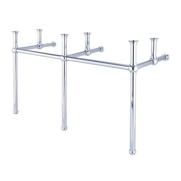 Embassy 60 in. Double Sink Carrara White Marble Countertop Washstand in Chrome with P-Trap
