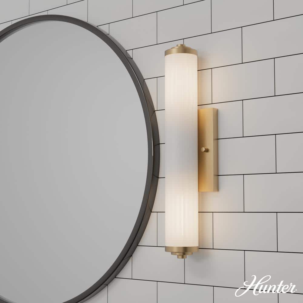 Holly Grove 18 in. 2-Light Alturas Gold Vanity Light with Cased White Ribbed Glass Shades price history on PriceWatchPro