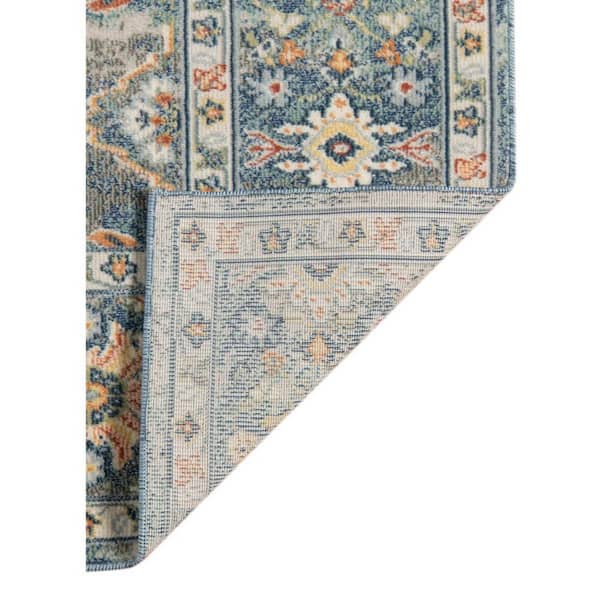 Blue, Orange 5 ft. x 7 ft. Loomed Floral;Medallion Polypropylene Rectangle Indoor/Outdoor Area Rug