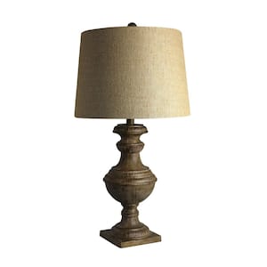 28 in. Cottage Coffee Classic Urn On Square Pedestal Resin Table Lamp