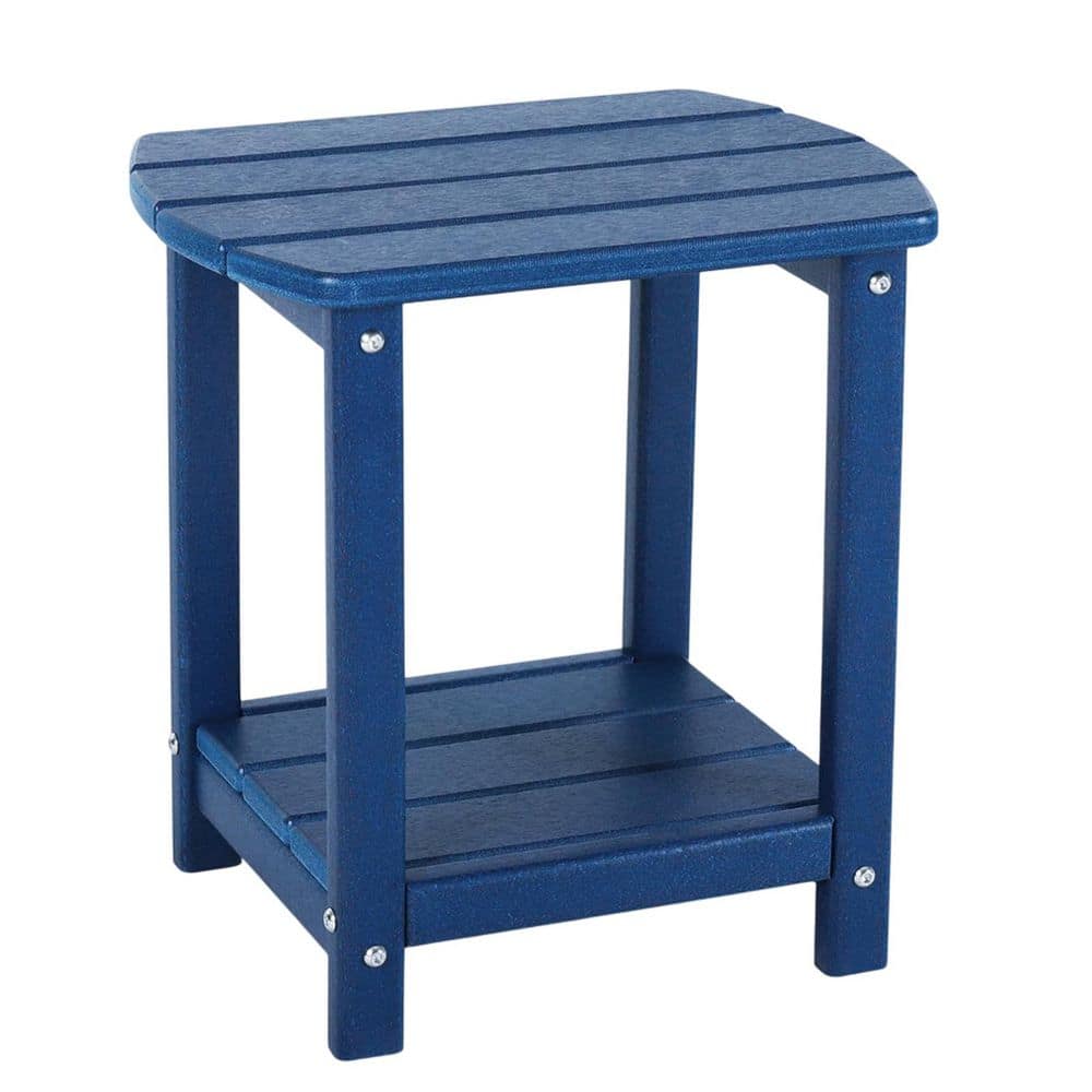 Adirondack Square Outdoor Side Table 2-Tier HDPE Storage End Table for Patio Pool Porch Garden Lawn Blue price history on PriceWatchPro