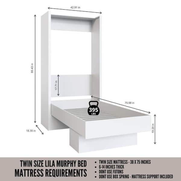 Oakland Living Easy-Lift Brown Wood Frame Twin Murphy Bed HDLILA