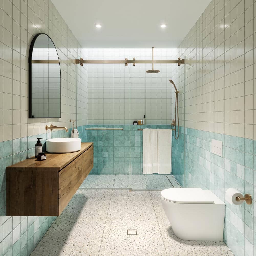 Polaris 60" x 78" Frameless Brushed Bronze Sliding Shower Door