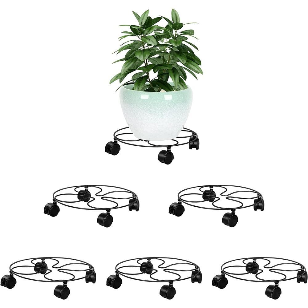 Oumilen Plant Caddy with Wheels 12 in. Metal Plant Stand with Wheels