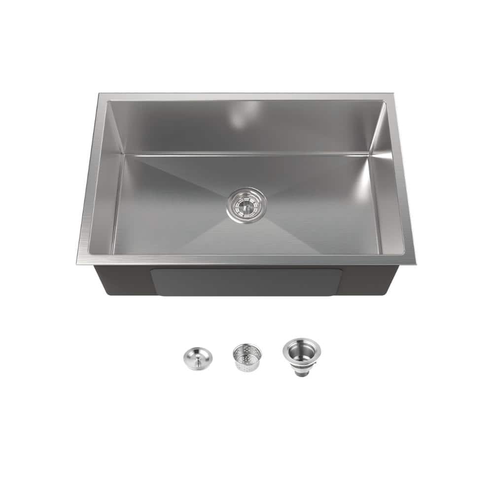 "30""x19"" Brushed Nickel Kitchen Sink Drop In/Undermount Handmade Single Bowl US Drain & Hook LS-SSBR05" price history on PriceWatchPro