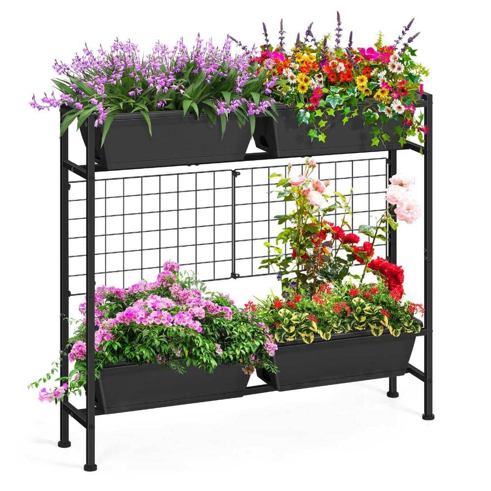 35.1 in. W x 32.4 in. H Raised Garden Bed with Trellis Gray 4-Piece price history on PriceWatchPro