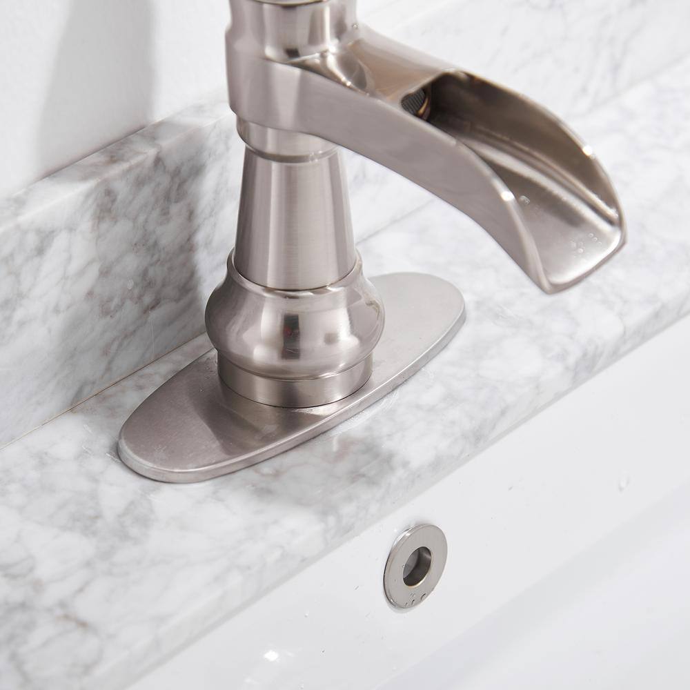 Brushed Nickel Single Handle Waterfall Bathroom Faucet