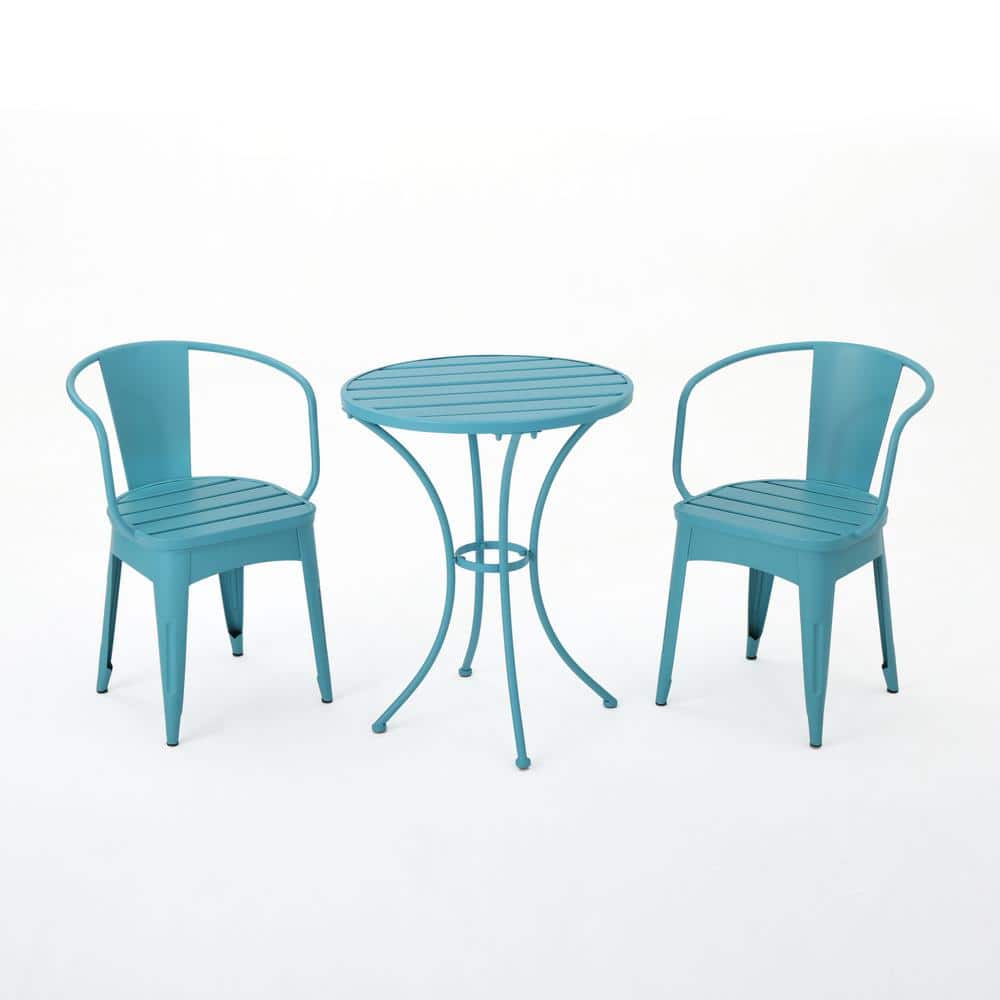 3-Piece Metal Outdoor Bistro Set, A Table and 2 Chairs, Classic Design for 