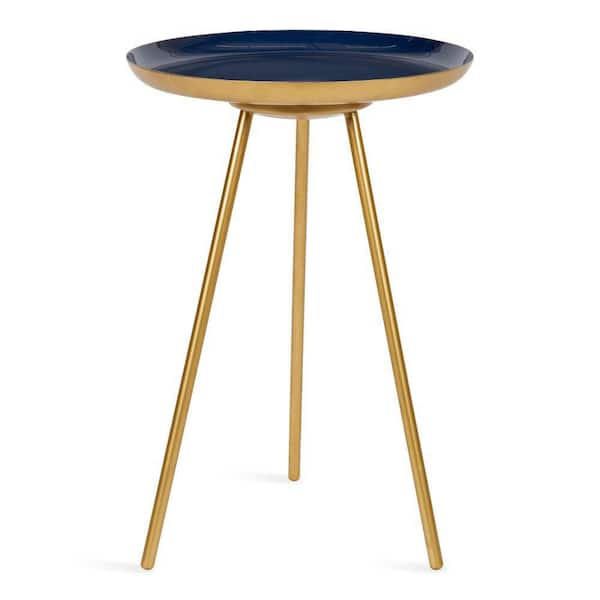 Kate and Laurel Laranya 15.00 in. D Navy Blue 22.50 in. H Round Metal End Table