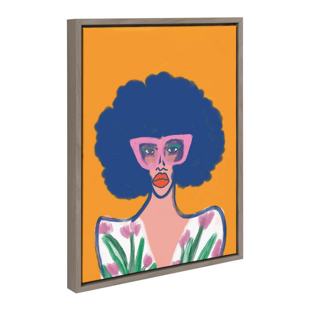 Springtime Fierceness Abstract Portrait Canvas with Gray Frame