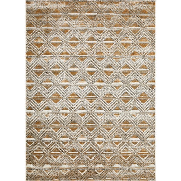 Alanzo Alemza Beige 9 ft. 10 in. x 12 ft. 10 in. Geometric Polypropylene Indoor Area Rug