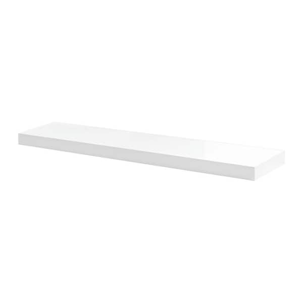 Unbranded BIG BOY 45.3 in. x 9.8 in. x 2 in. White High Gloss MDF Floating Decorative Wall Shelf with Brackets