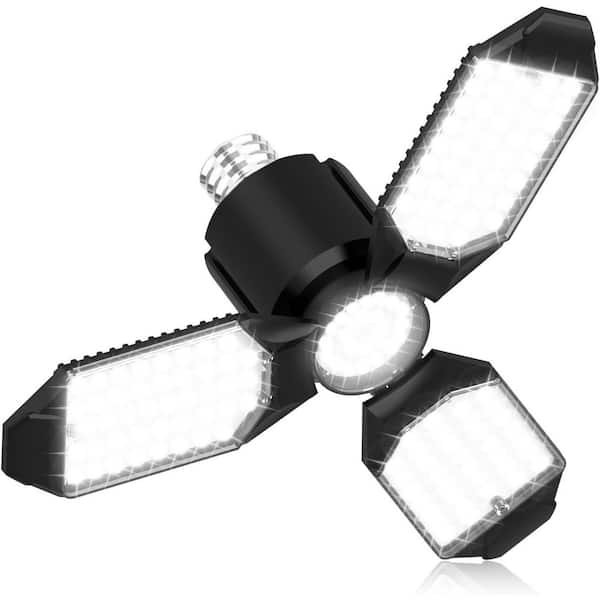 80-Watt 8000 Lumen LED Garage Light Bulb 6500K Deformable Panel Easy Install Screw, Ceiling Lights for Workshop Basement