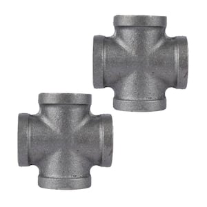 1 in. Black Iron FPT x FPT x FPT x FPT Cross Fitting (2-Pack)
