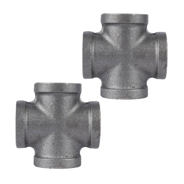 PIPE DECOR 1 in. Iron Black 4-Way FPT x FPT x FPT x FPT Side