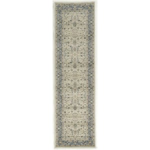 Alba Softmint 2 ft. x 8 ft. Traditional Oriental Scroll Area Rug