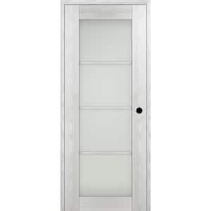 Vona 4 Lite 24 in. x 96 in. Left-Hand Frosted Glass Ribeira Ash Composite Solid Core Wood Single Prehung Interior Door