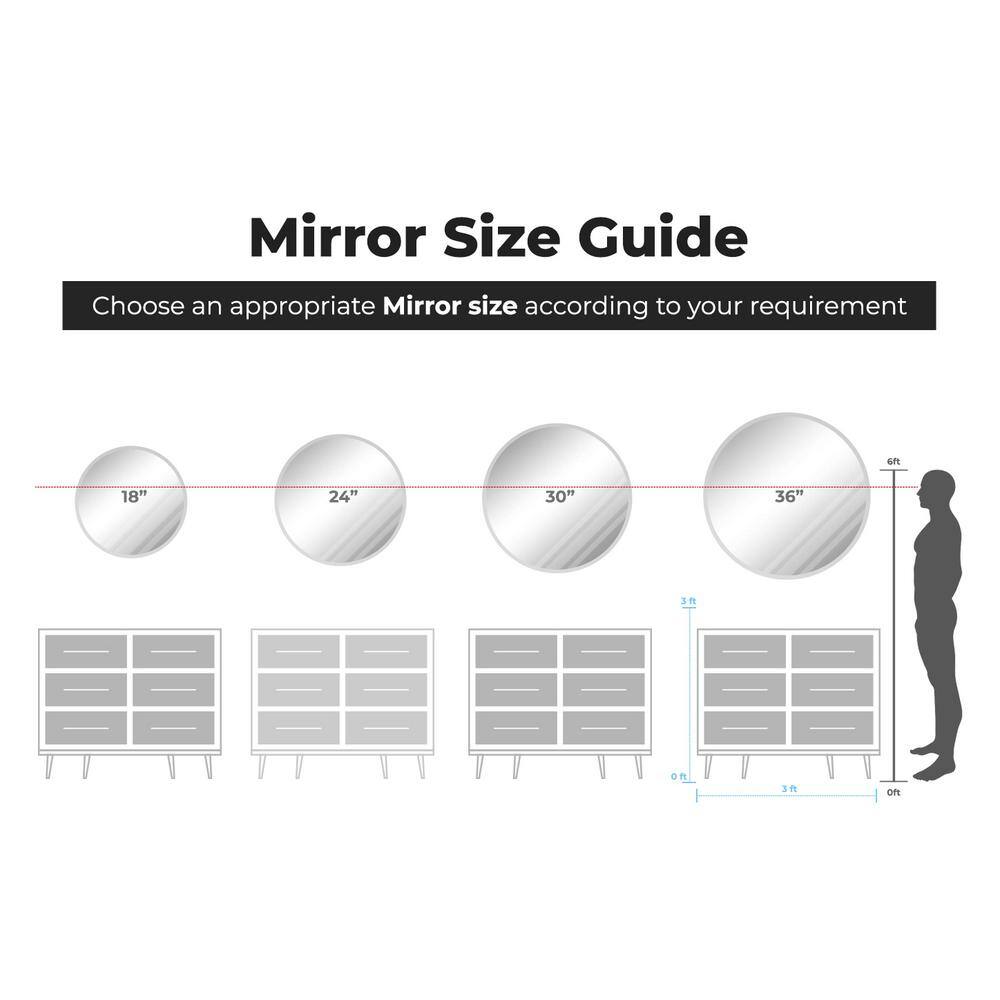 Elegant 18" Round Frameless Beveled Wall Mirror