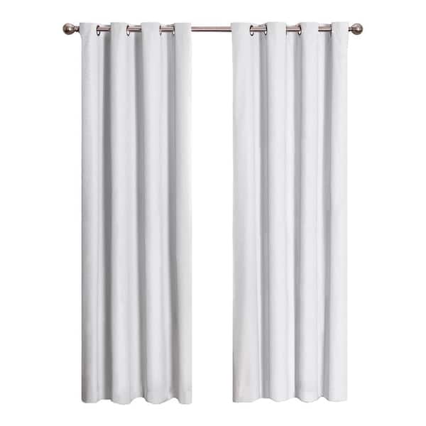 Eclipse Cassidy Thermaback White Polyester Solid 52 in. W x 84 in. L Lined Thermal Grommet Blackout Curtain