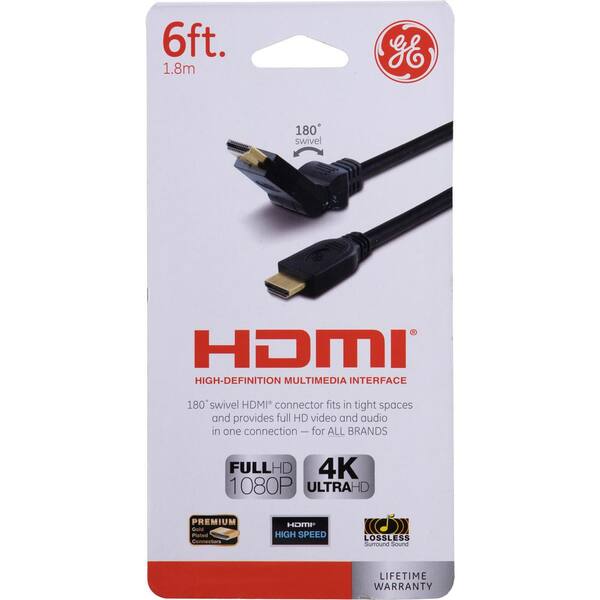 GE 4ft 4K HDMI 2.0 Cable with Built-in Ethernet, Gold-plated