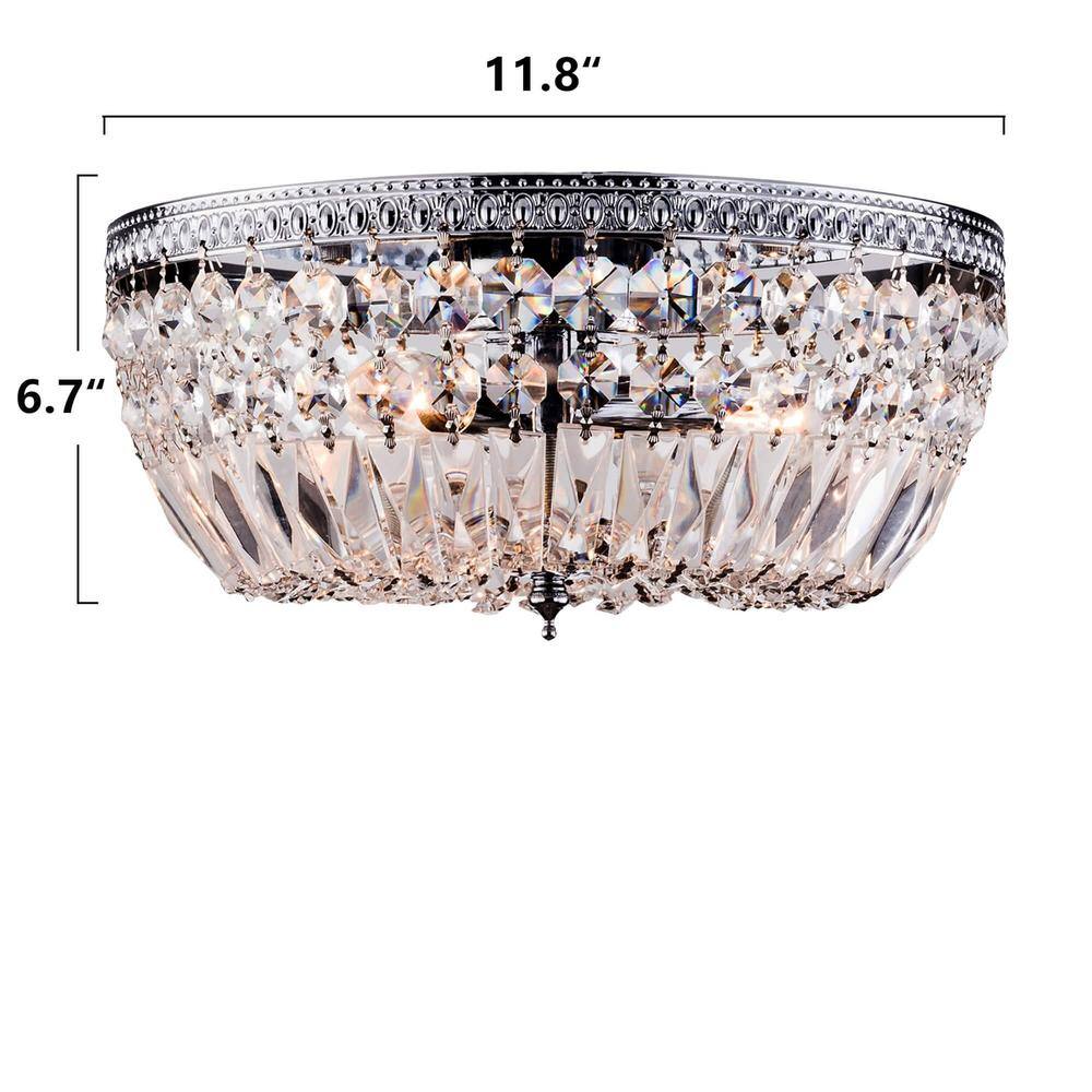 Jessica 11.8" Chrome Flush Mount Crystal Basket Light