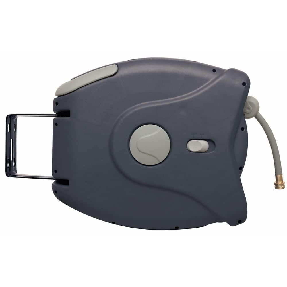 Charcoal Plastic 100ft Wall-Mount Retractable Hose Reel