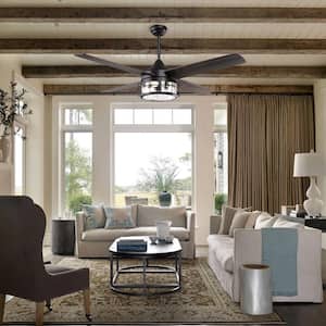 52 in. Indoor Oil Rubbed Bronze Ceiling Fan with Light Kit and Remote Control