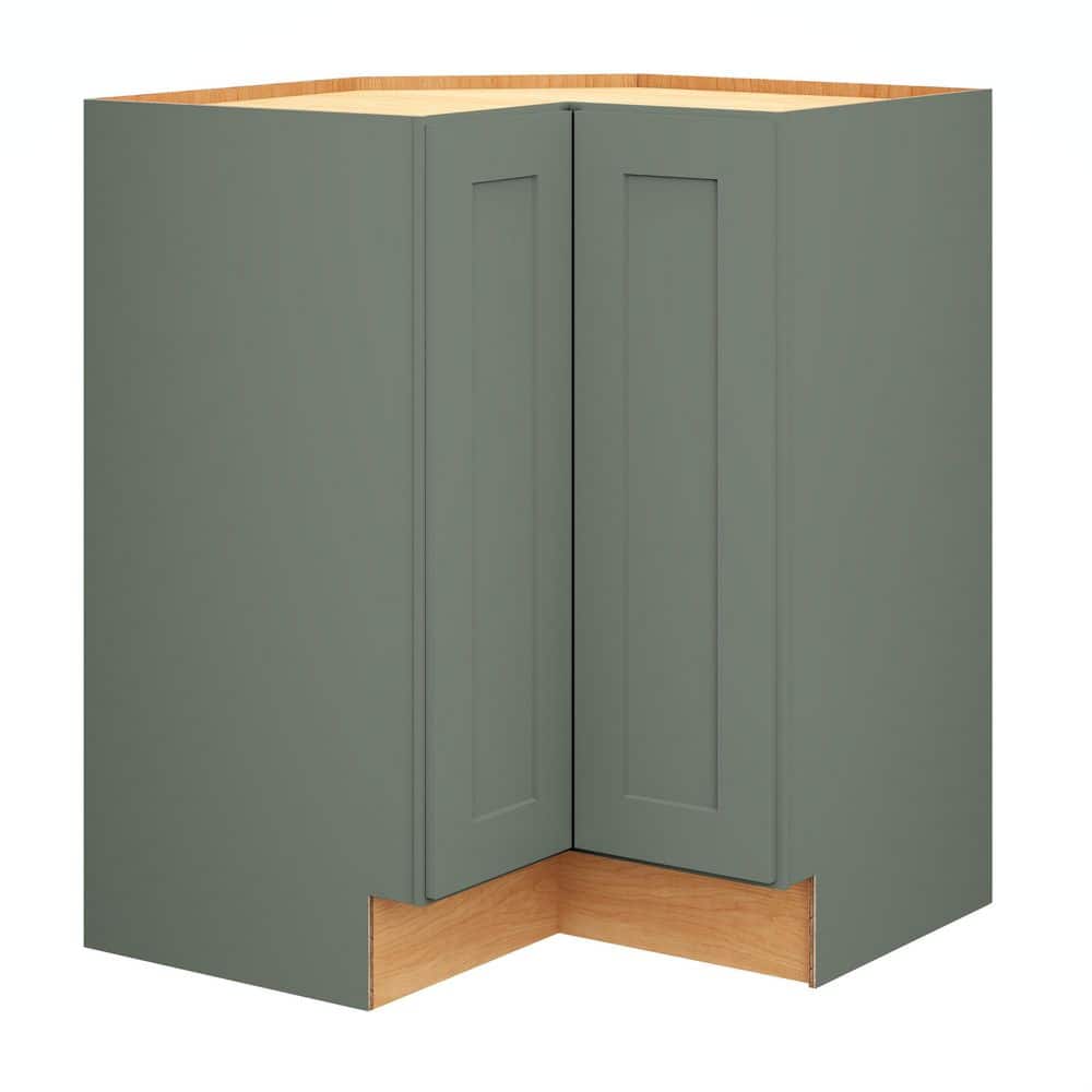 QuickShip Cottage 36 in. W x 24 in. D x 34.5 in. H Assembled Plywood Shaker Lazy Susan Corner Kitchen Cabinet in Conifer price history on PriceWatchPro