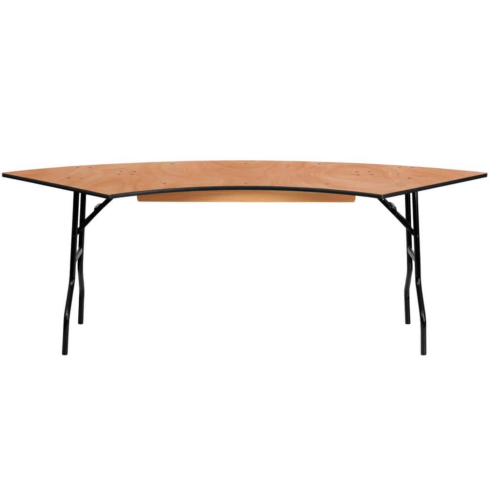 60 in. Natural Wood Tabletop Metal Frame Folding Table CGA-YT-8988