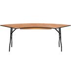 60 in. Natural Wood Tabletop Metal Frame Folding Table