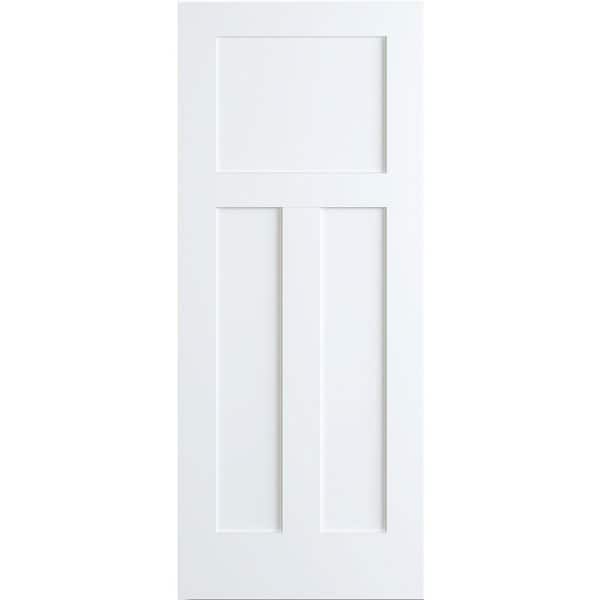 Kimberly Bay 24 in. x 80 in. White 1+2 Panel Shaker Solid Core Pine Interior Door Slab