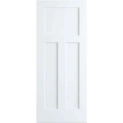 30 in. x 80 in. White 1+2 Panel Shaker Solid Core Pine Interior Door Slab