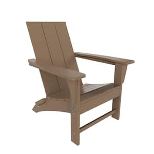 Shoreside Weathered Wood Modern Folding Plastic Adirondack Chair