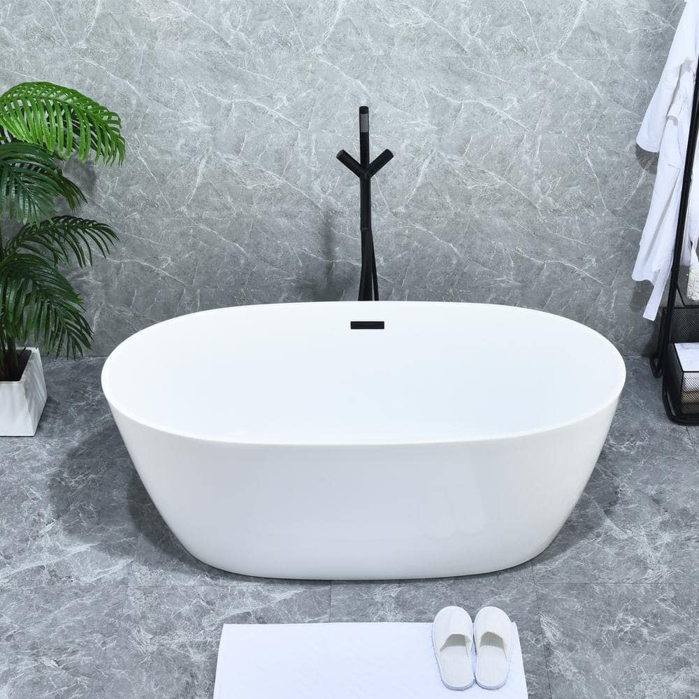 Matte Black Freestanding Floor Mounted Tub Filler with Handshower